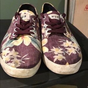 Maroon floral Huf sneakers